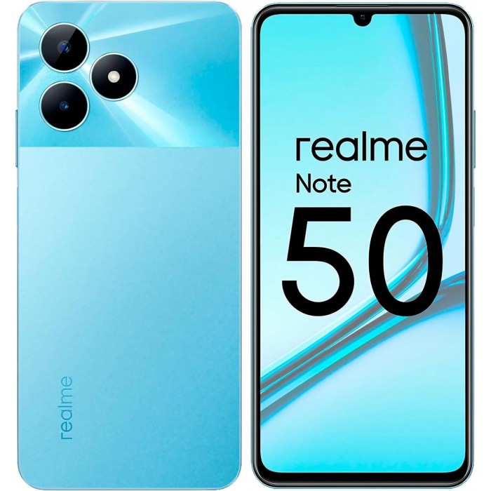 Oferta Relâmpago Celular Realme Note 50 128GB, 4GB RAM, Câmera Traseira Dupla, Tela 6.74" Android 13 e Processador Octa-Core Azul